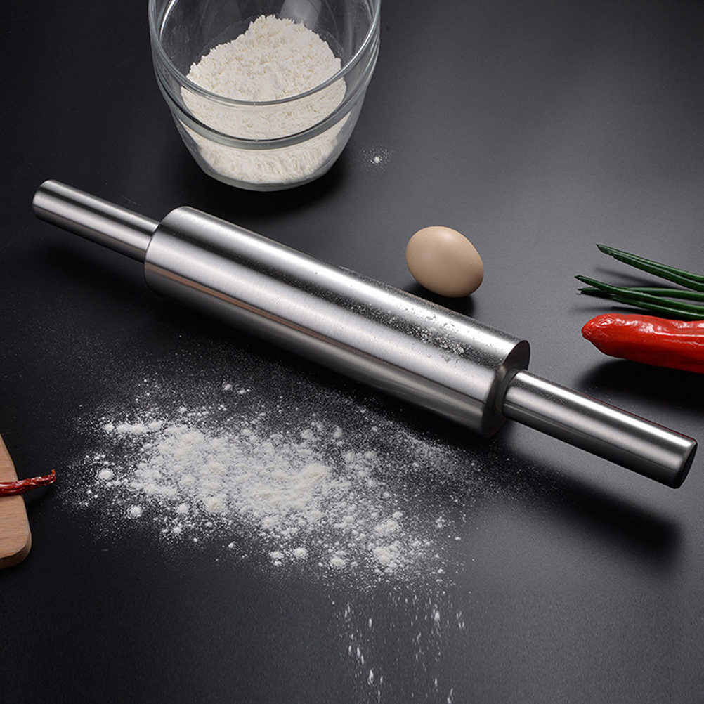 Kitchen Baking Must Haves - Edelstahl-Teigroller mit ergonomischem Griff, Antihaftbeschichteter Teigroller