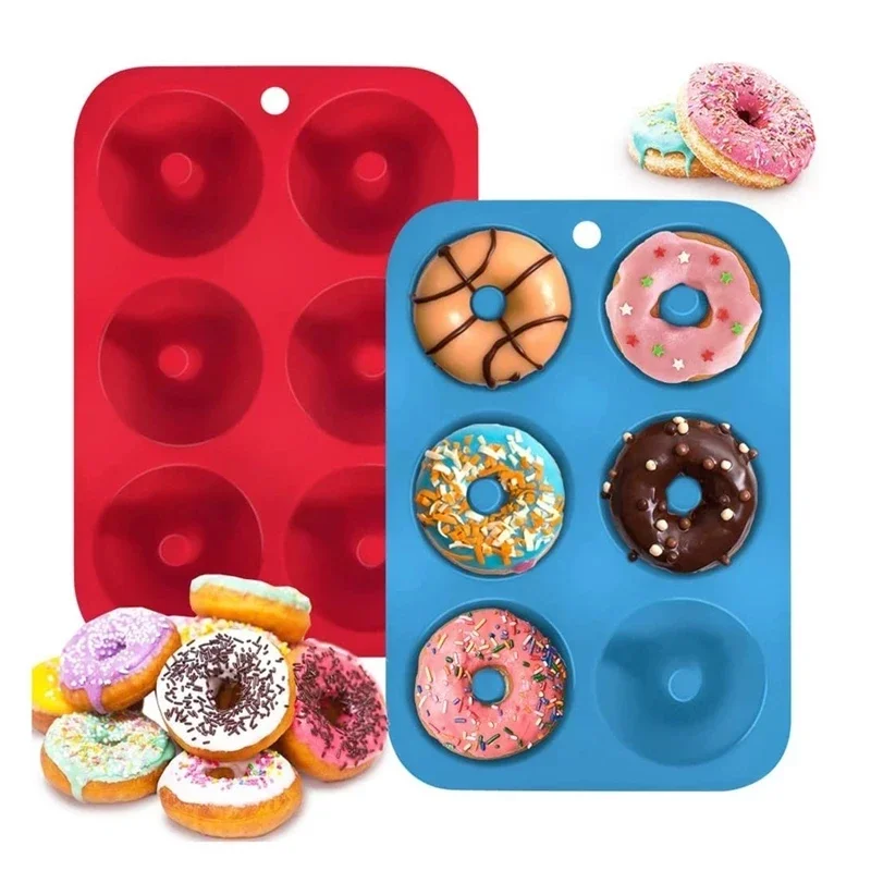 Kitchen Baking Utensils - 1/2 Stück Silikon-Muffins-Donut-Form, 6 Löcher, Backform,