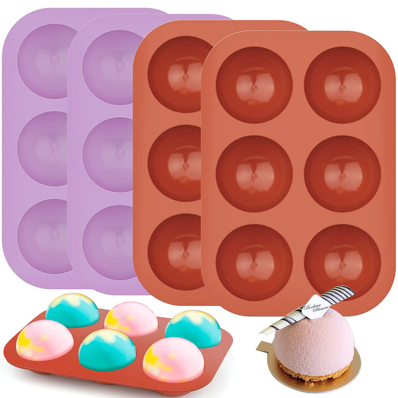Kitchen Baking Utensils - Halbkreisförmige Silikonformen mit 6 Mulden, halbkugelförmige