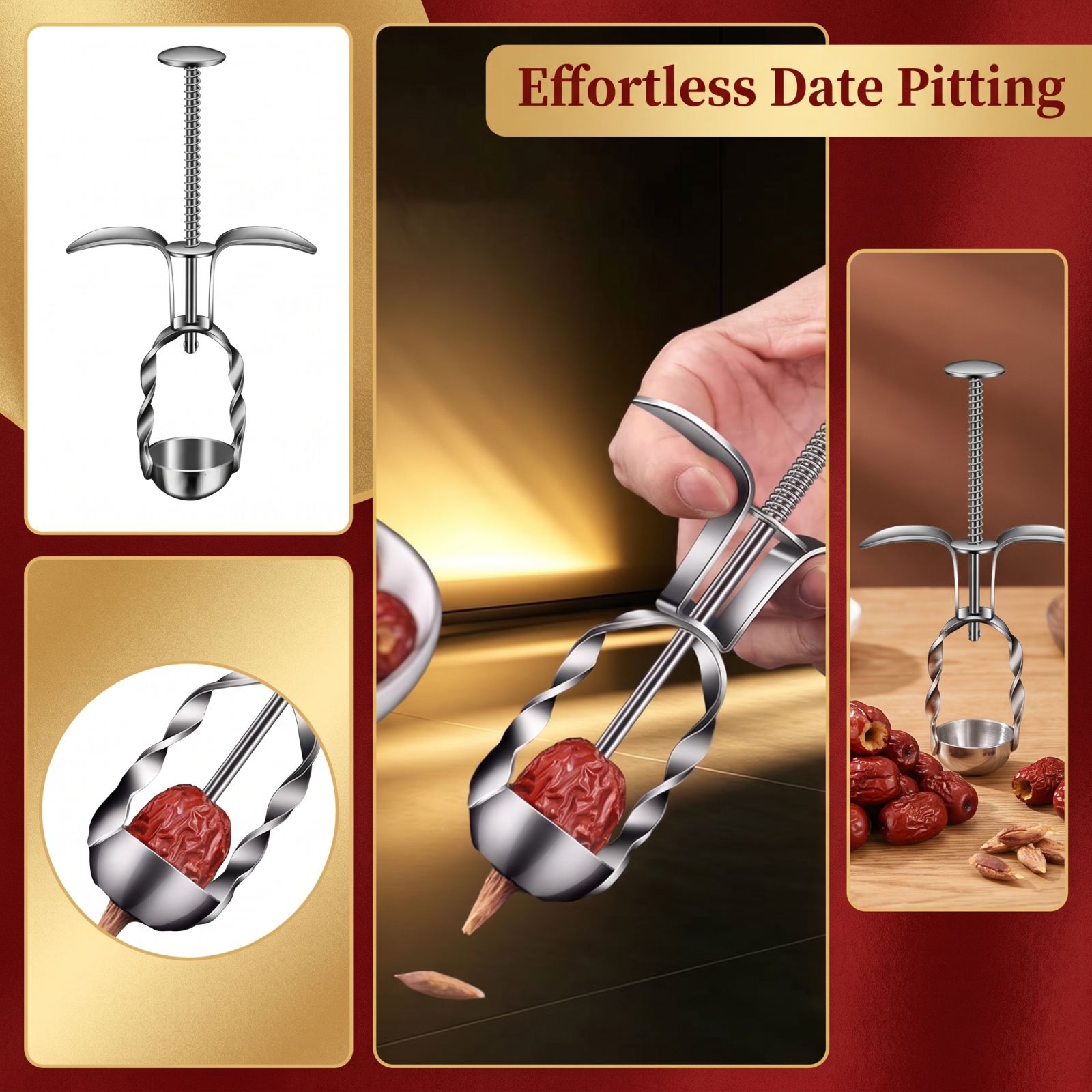 Kitchen Tools In Baking - Edelstahl-Dattelentkerner für rote Datteln, Jujube-Samenentferner zum