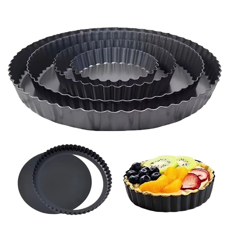 Kitchen Baking Tray - 1 Stück Abnehmbare Geriffelte Tarteform Antihaft-Kohlenstoffstahl
